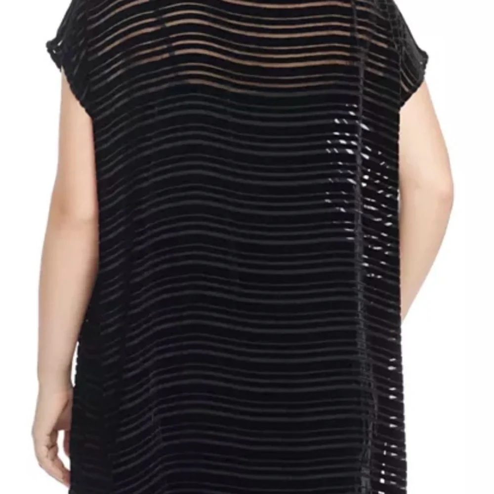 Eileen Fisher‎ Velvet Burnout Stripe Tunic Black Size M
